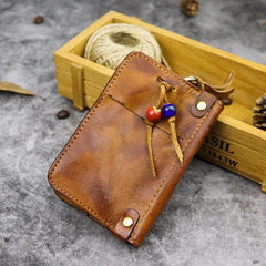 Vintage Leather Men's billfold Small Wallet Brown Key Wallet Card Wallet For Men - imessengerbags