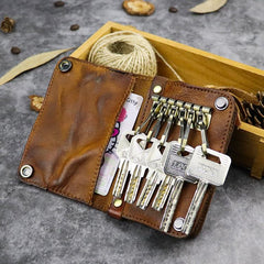 Vintage Leather Men's billfold Small Wallet Brown Key Wallet Card Wallet For Men - imessengerbags