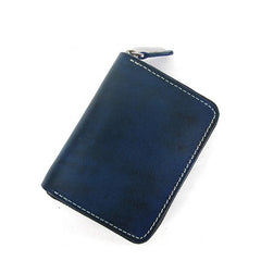 [On Sale] Handmade Cool Mens Leather Small Wallet billfold Wallet with Zippers