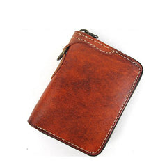 [On Sale] Handmade Mens Leather Biker Chain Wallets Cool Small Biker Wallet with Zipper - imessengerbags