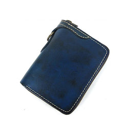 [On Sale] Handmade Mens Leather Biker Chain Wallet Cool Small Biker Wallets with Zippers - imessengerbags