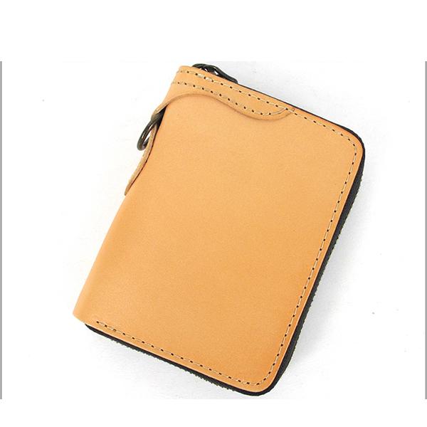 [On Sale] Handmade Mens Leather Biker Chain Wallets Cool Small Biker Wallet with Zipper - imessengerbags