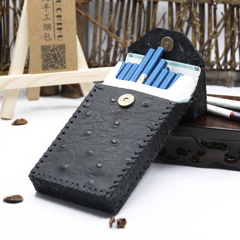 Handmade Leather Black Womens Cigarette Holder Case Cigarette Holder for Women - imessengerbags