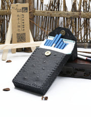 Handmade Leather Black Womens Cigarette Holder Case Cigarette Holder for Women - imessengerbags