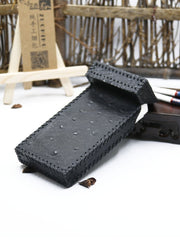 Handmade Leather Black Womens Cigarette Holder Case Cigarette Holder for Women - imessengerbags