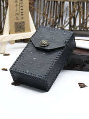 Cool Cigarette Holder Handmade Leather Mens Black Cigarette Holder Cases for Men - imessengerbags