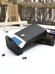 Handmade Leather Black Womens Cigarette Holder Case Cigarette Holder for Women - imessengerbags