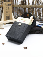 Cool Cigarette Holder Handmade Leather Mens Black Cigarette Holder Cases for Men - imessengerbags