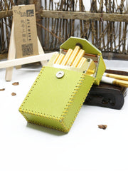 Cute Handmade Leather Womens Green Cigarette Holder Case for Women - imessengerbags