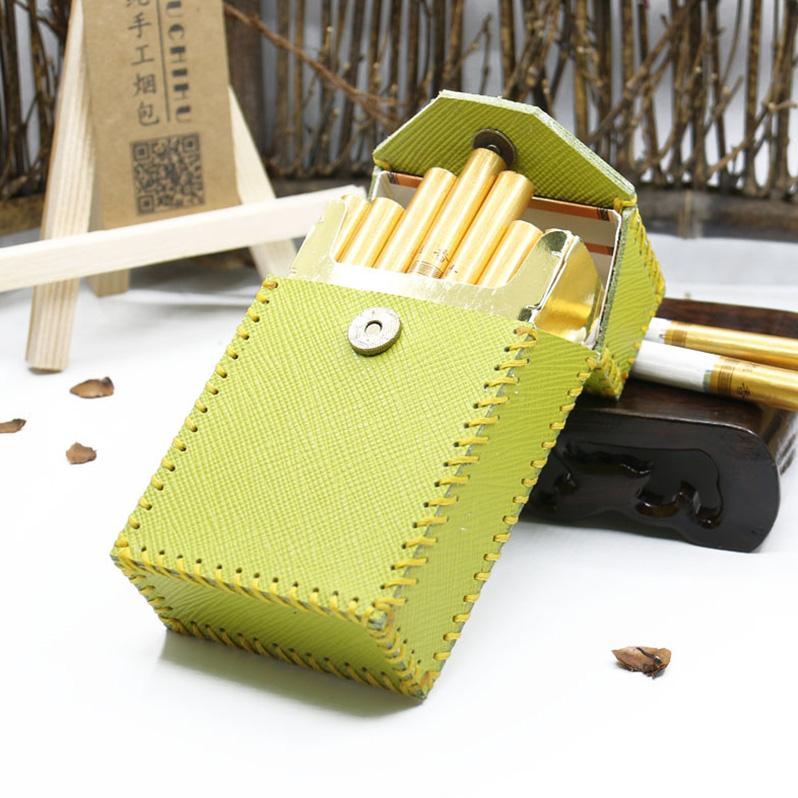 Cute Handmade Leather Womens Green Cigarette Holder Case for Women - imessengerbags