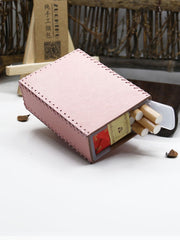 Handmade Leather Womens Pink Cute Cigarette Holder Case for Women - imessengerbags