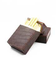 Cool Handmade Leather Mens Coffee Cigarette Holder Case for Men Alligator Pattern - imessengerbags