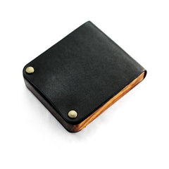 Cool Wooden Black Leather Mens Cigarette Case Custom Cigarette Holder for Men - imessengerbags