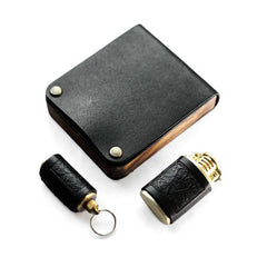 Cool Wooden Black Leather Mens Cigarette Case Custom Cigarette Holder for Men - imessengerbags