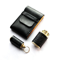 Cool Wooden Leather Mens Cigarette Case Black Custom Cigarette Holder for Men - imessengerbags