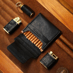 Cool Wooden Leather Mens Cigarette Case Black Custom Cigarette Holder for Men - imessengerbags