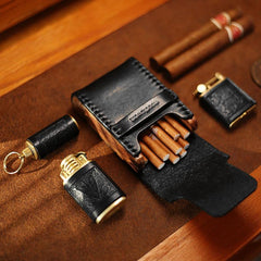 Cool Wooden Leather Mens Cigarette Case Black Custom Cigarette Holder for Men - imessengerbags