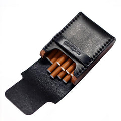 Cool Wooden Leather Mens Cigarette Case Black Custom Cigarette Holder for Men - imessengerbags