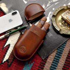 Cool Black Leather Mens 2pcs Cigar Case Cool Custom Leather Cigar Case for Men - imessengerbags