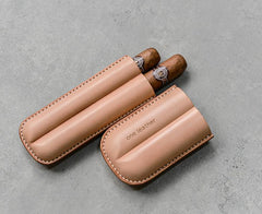 Cool Brown Leather Mens 2pcs Cigar Case Cool Custom Leather Cigar Case for Men - imessengerbags