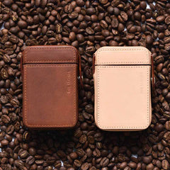 Cool Beige Leather Mens 20pcs Cigarette Holder Case Cool Custom Cigarette Case for Men - imessengerbags