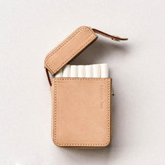 Cool Beige Leather Mens 20pcs Cigarette Holder Case Cool Custom Cigarette Case for Men - imessengerbags