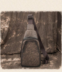 Blue LEATHER MENS Sling Bags Sling Pack One Shoulder Backpack Blue Chest Bag For Men - imessengerbags