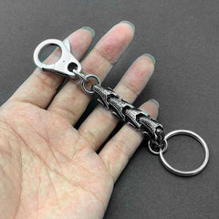 Stainless Steel DRAGON KEYCHAIN BIKER SILVER Key CHAIN SILVER Jeans Chain Jean Chain FOR MEN - imessengerbags