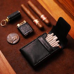 Cool Wooden Leather Mens Cigarette Case Black Custom Cigarette Holder for Men - imessengerbags