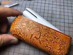 Handmade Tooled Moment Leather Mens IQOS 3.0 Cigarette Case IQOS3.0 Holder for Men - imessengerbags