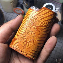 Handmade Tooled Leather Brown Mens LA PETITE BOX Holder Cigarette Case for Men - imessengerbags