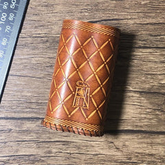 Handmade Tooled Rune Leather Brown Mens DICODES BOXMINI Holder Cigarette Case for Men - imessengerbags