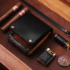 Cool Wooden Leather Mens Cigarette Case Black Custom Cigarette Holder for Men - imessengerbags