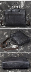 Vintage Leather Mens Briefcase Postman Bag 14inch Laptop Bag Handbag Work Bag For Men - imessengerbags