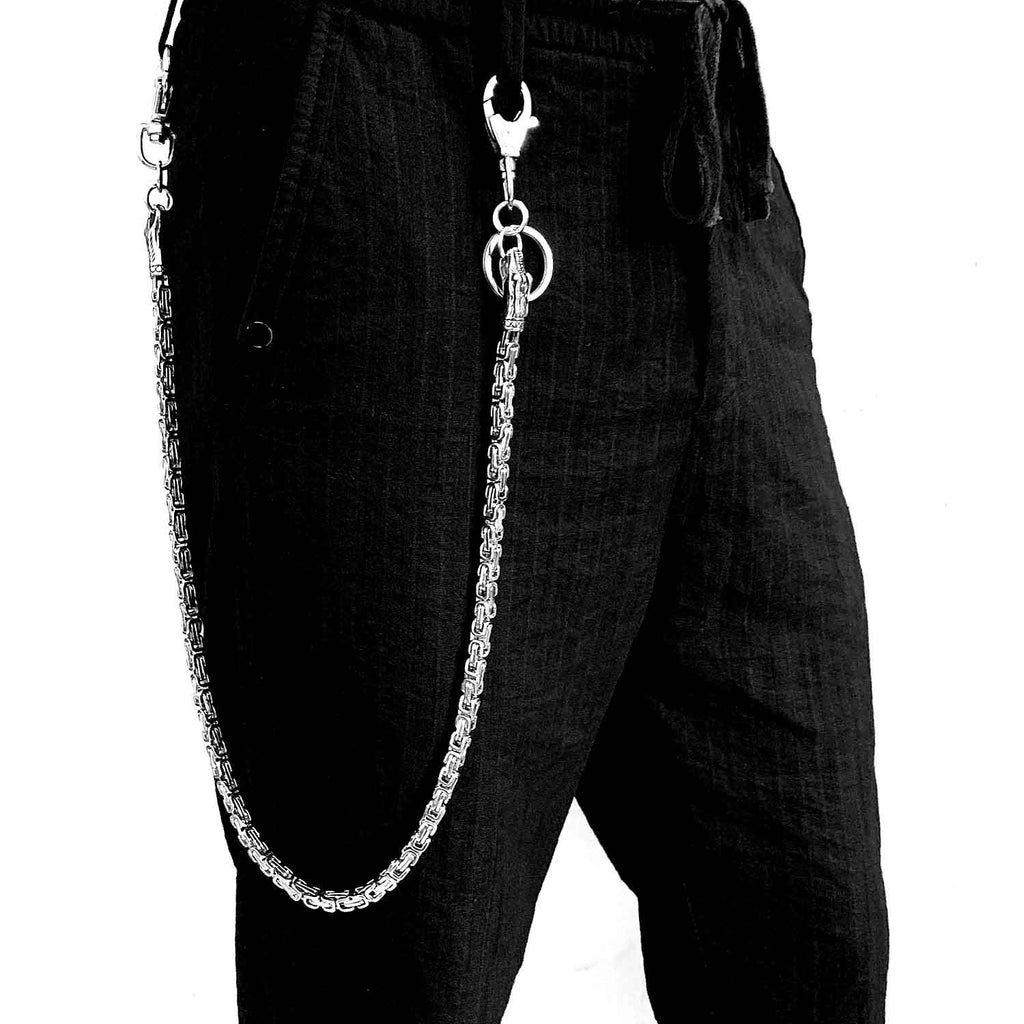 Badass Skull Stainless Steel Mens Punk Motorcycle Pants Chain