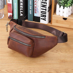 Leather Chest Bag Crossbody Fanny Pack Leather Bumbag Leather Hip Pack for Men