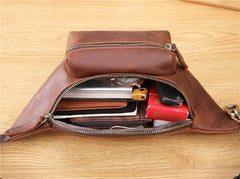 Inside of Sling Bag Leather Crossbody Fanny Pack Leather Bumbag Leather Hip Pack for Men