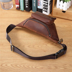 Brown Leather Crossbody Fanny Pack Leather Bumbag Leather Hip Pack for Men