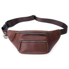 Brown Leather Bumbag Leather Crossbody Fanny Pack Leather Hip Pack for Men