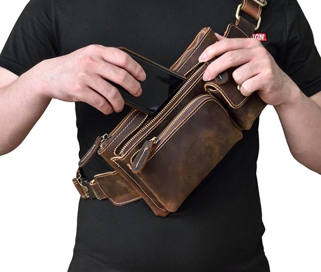 Leather Belt Pouch Mens Waist Bag Shoulder Bag for Men – iwalletsmen