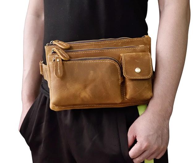 Waist Bag for Man Brown Color Check Design Kamr Bag for Boys