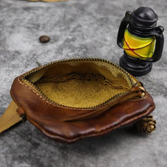 Vintage Small Leather Men's Coin Holder Change Wallet Change Holder For Men - imessengerbags