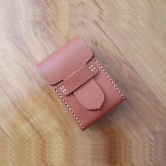 Cool Handmade Brown Leather Mens Cigarette Case Cigarette Holder Case with Belt Loop for Men - imessengerbags