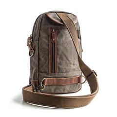 Canvas Leather Mens Cool Chest Bag Sling Bag Crossbody Bag Travel Bag Hiking Bag for men - imessengerbags