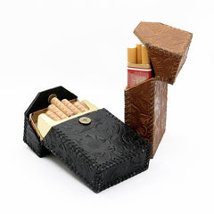 Handmade Cool Leather Mens Engraved Cigarette Holder Case Cigarette Holder for Men - imessengerbags