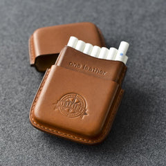 Cool Brown Leather Mens 14pcs Cigarette Holder Case Cool Custom Cigarette Case for Men - imessengerbags