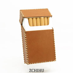 Handmade Cool Leather Mens Cigarette Holder Case Brown Cigarette Holder for Men - imessengerbags