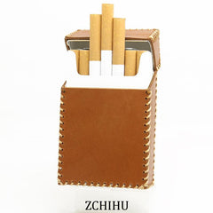 Handmade Cool Leather Mens Cigarette Holder Case Brown Cigarette Holder for Men - imessengerbags