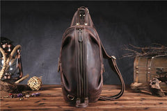 Handmade Leather Mens Cool Chest Bag Sling Bag Crossbody Bag Travel Bag Hiking Bag for men