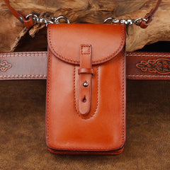 Cool Leather Mens Biker Cell Phone Holster Belt Pouch Side Bag Shoulder Bag for Men - imessengerbags